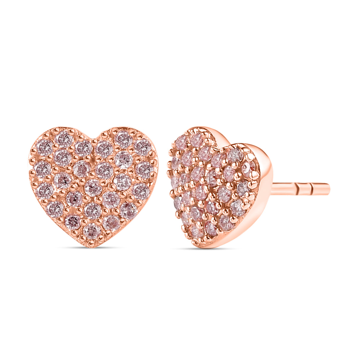 9K Rose Gold I3 Pink Diamond I3 Solitaire Stud Push Post Earring, Gold Wt.1.2 Gms  0.250  Ct. 8523660 0