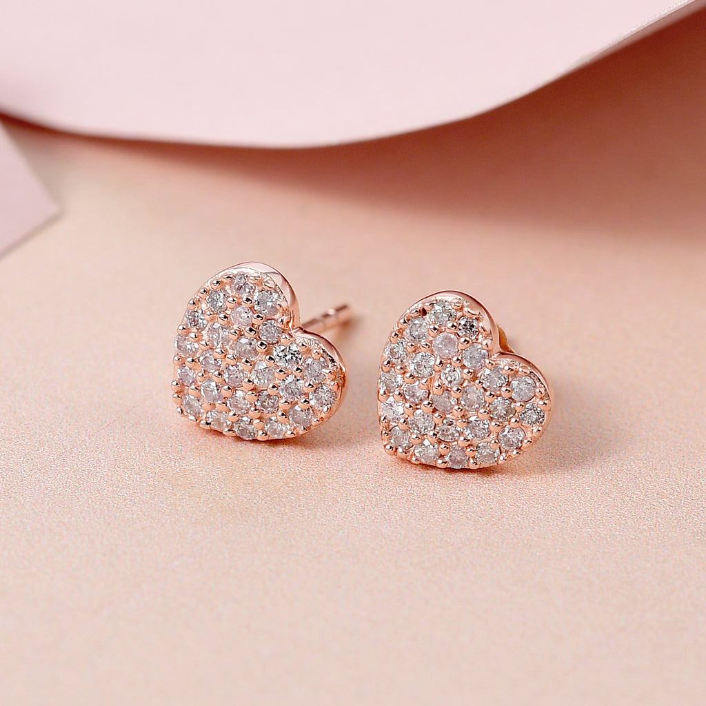 9K Rose Gold I3 Pink Diamond I3 Solitaire Stud Push Post Earring, Gold Wt.1.2 Gms  0.250  Ct._8523660_1