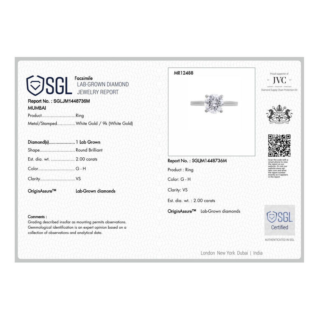 950 Platinum VS Lab Grown Diamond F, VS Ring, Platinum Wt.3.5 Gms  2.000  Ct._8523922_6