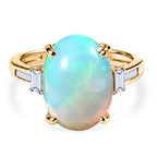 BIGGEST OPAL ONE TIME DEAL - 9K Yellow Gold AAA Natural Ethiopian Opal & Natural White Diamond Ring 4.50 Ct._8524251