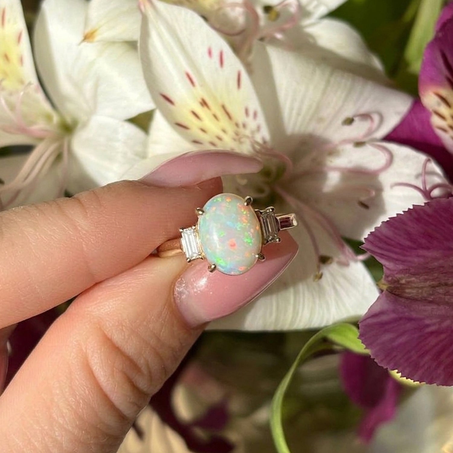BIGGEST OPAL ONE TIME DEAL - 9K Yellow Gold AAA Natural Ethiopian Opal &amp; Natural White Diamond Ring 4.50 Ct. V32512463 4