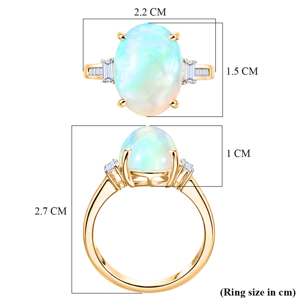 BIGGEST OPAL ONE TIME DEAL - 9K Yellow Gold AAA Natural Ethiopian Opal & Natural White Diamond Ring 4.50 Ct._8524251_7