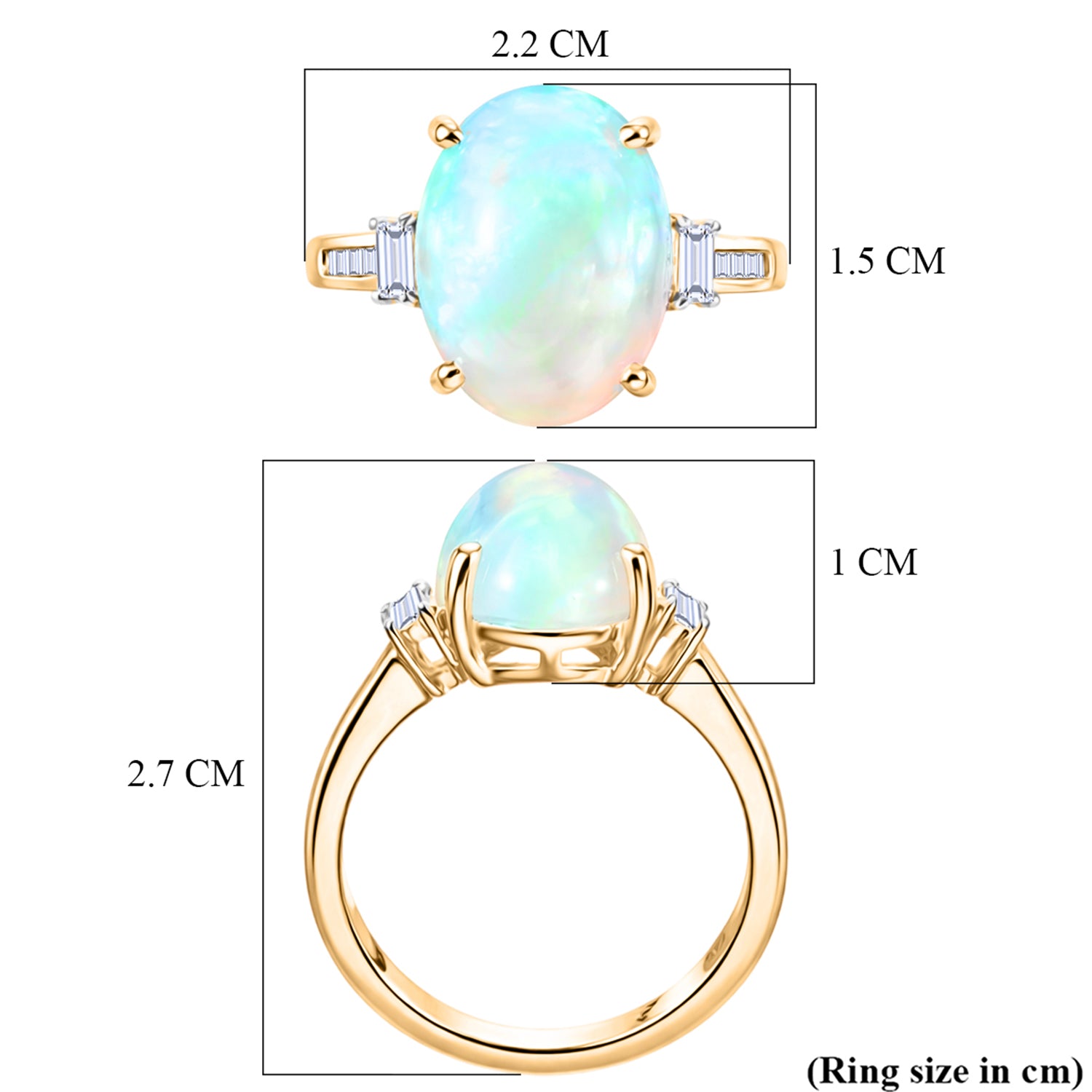 BIGGEST OPAL ONE TIME DEAL - 9K Yellow Gold AAA Natural Ethiopian Opal &amp; Natural White Diamond Ring 4.50 Ct. V32512463 8