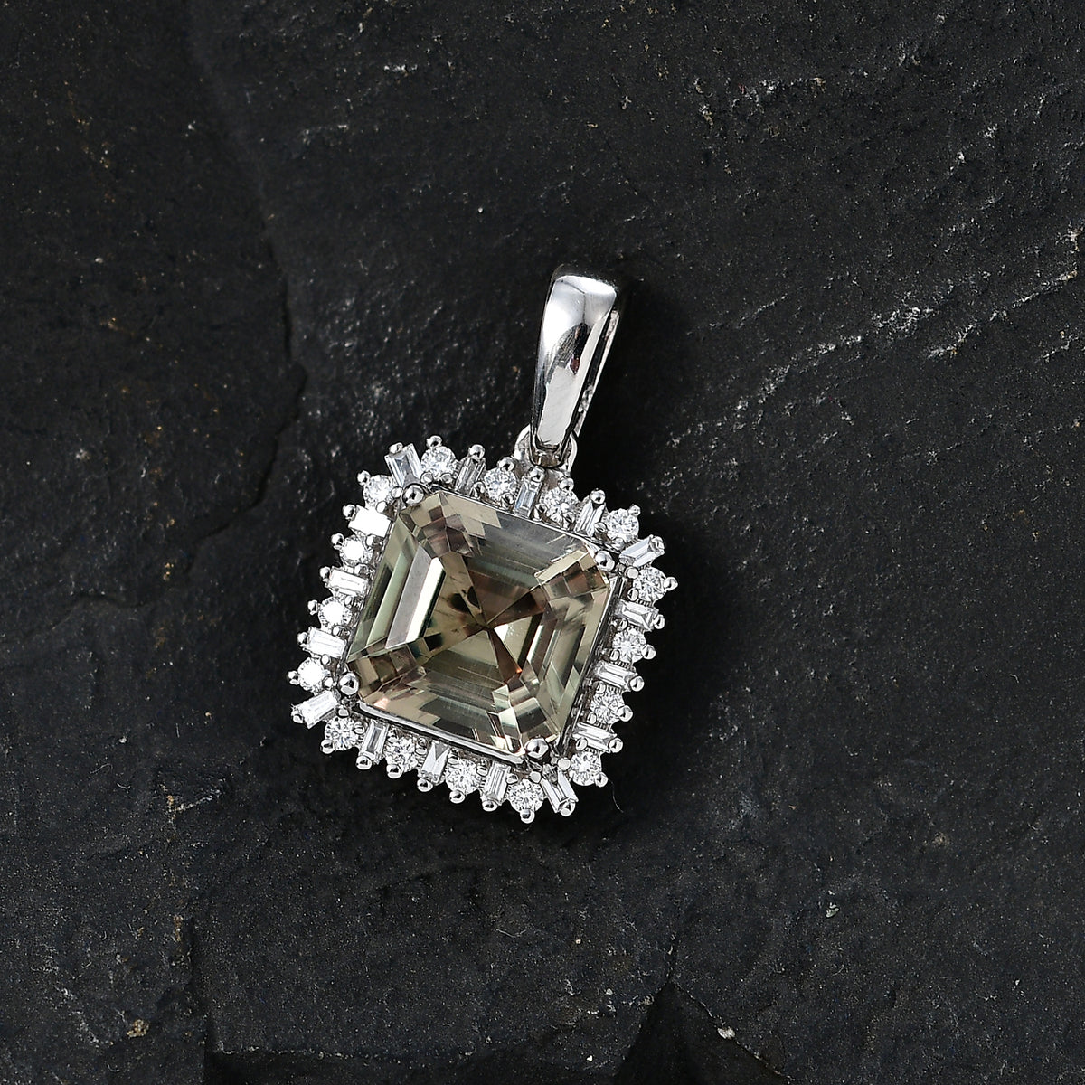 Rhapsody - 950 Platinum AAAA Turkizite &amp; VS-E-F White EARTH MINED Diamond Halo Pendant 4.74 Ct, Platinum Wt. 4.04 Gms 8524286 3