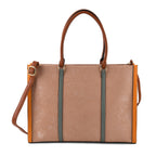 Structured Colour Block Tote Bag with Shoulder Strap - Pink_8524361