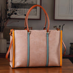 Structured Colour Block Tote Bag with Shoulder Strap - Pink_8524361_1