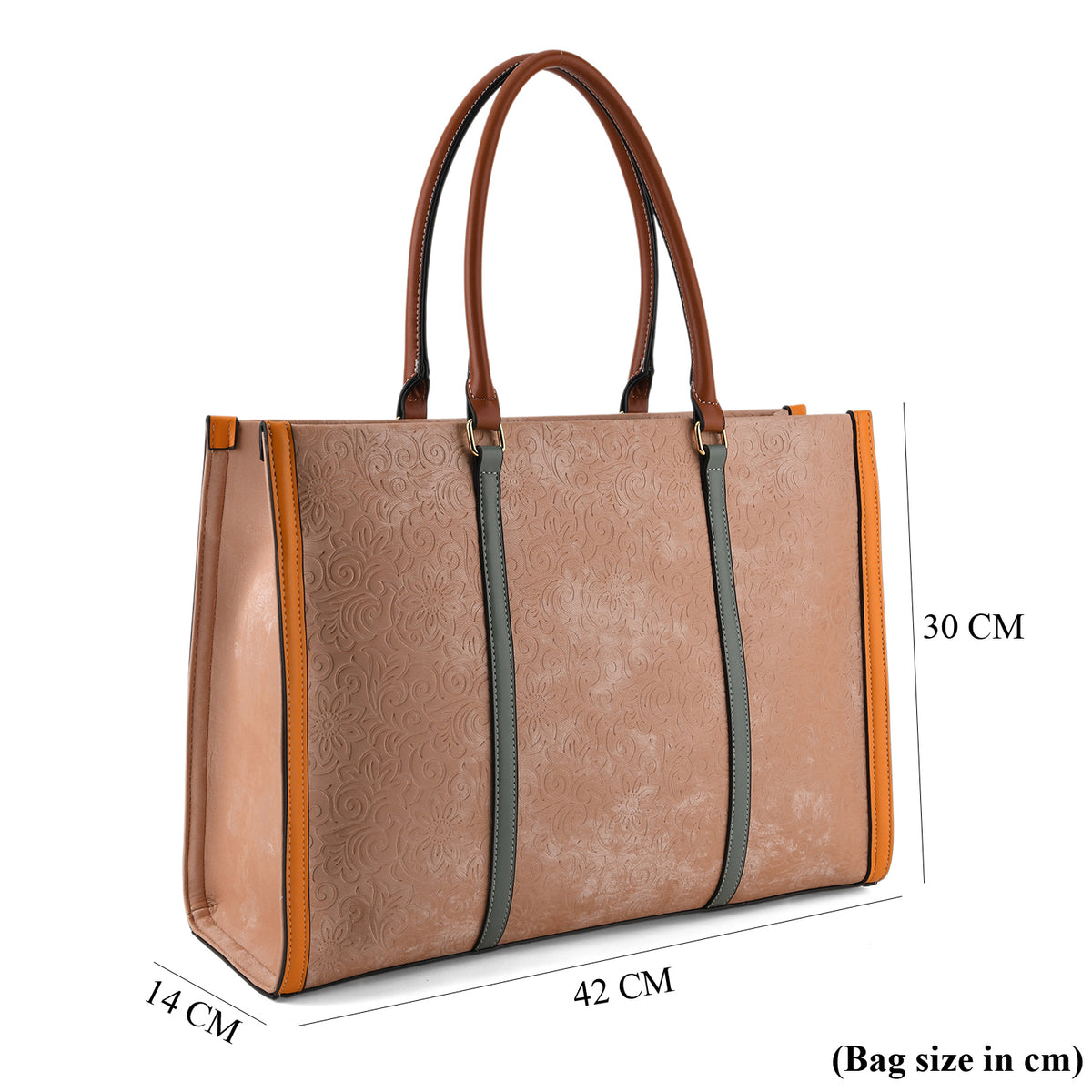 Structured Colour Block Tote Bag with Shoulder Strap - Pink 8524361 8