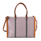 Structured Colour Block Tote Bag with Shoulder Strap - Light Purple_8524362