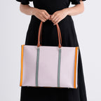 Structured Colour Block Tote Bag with Shoulder Strap - Light Purple_8524362_3