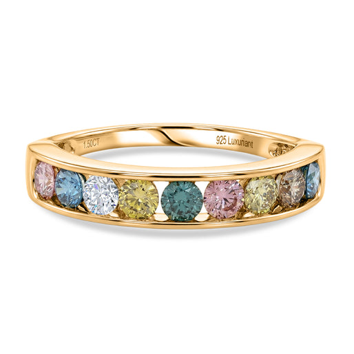 Luxuriant - Multi Colour Lab Grown Diamond (SI/G-H) Band Ring in 18K Gold Vermeil Sterling Silver 1.50 Ct._8524934