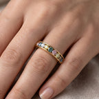 Luxuriant - Multi Colour Lab Grown Diamond (SI/G-H) Band Ring in 18K Gold Vermeil Sterling Silver 1.50 Ct._8524934_1