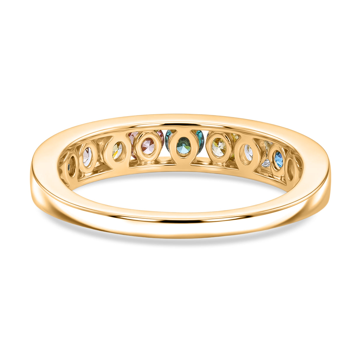 LUXURIANT 1.5 Ct. Multi Colour Lab Grown Diamond 9-Stone Ring in 18K Gold Vermeil Over Sterling Silver (SI) 8524934 5