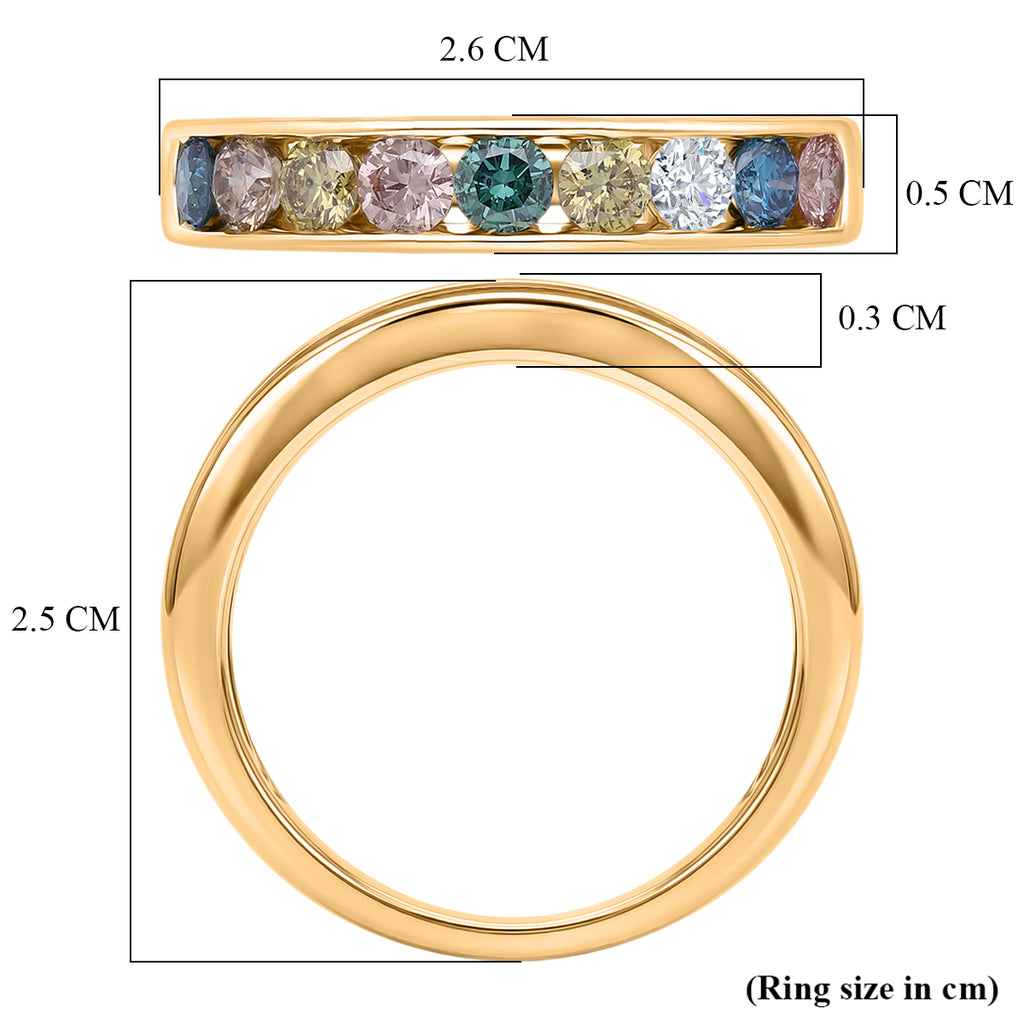 Luxuriant - Multi Colour Lab Grown Diamond (SI/G-H) Band Ring in 18K Gold Vermeil Sterling Silver 1.50 Ct._8524934_5