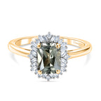 D'Joy - AAA Turkizite & Natural White Diamond Halo Ring in 18K Vermeil Yellow Gold Plated Sterling Silver 1.30 Ct._8525258