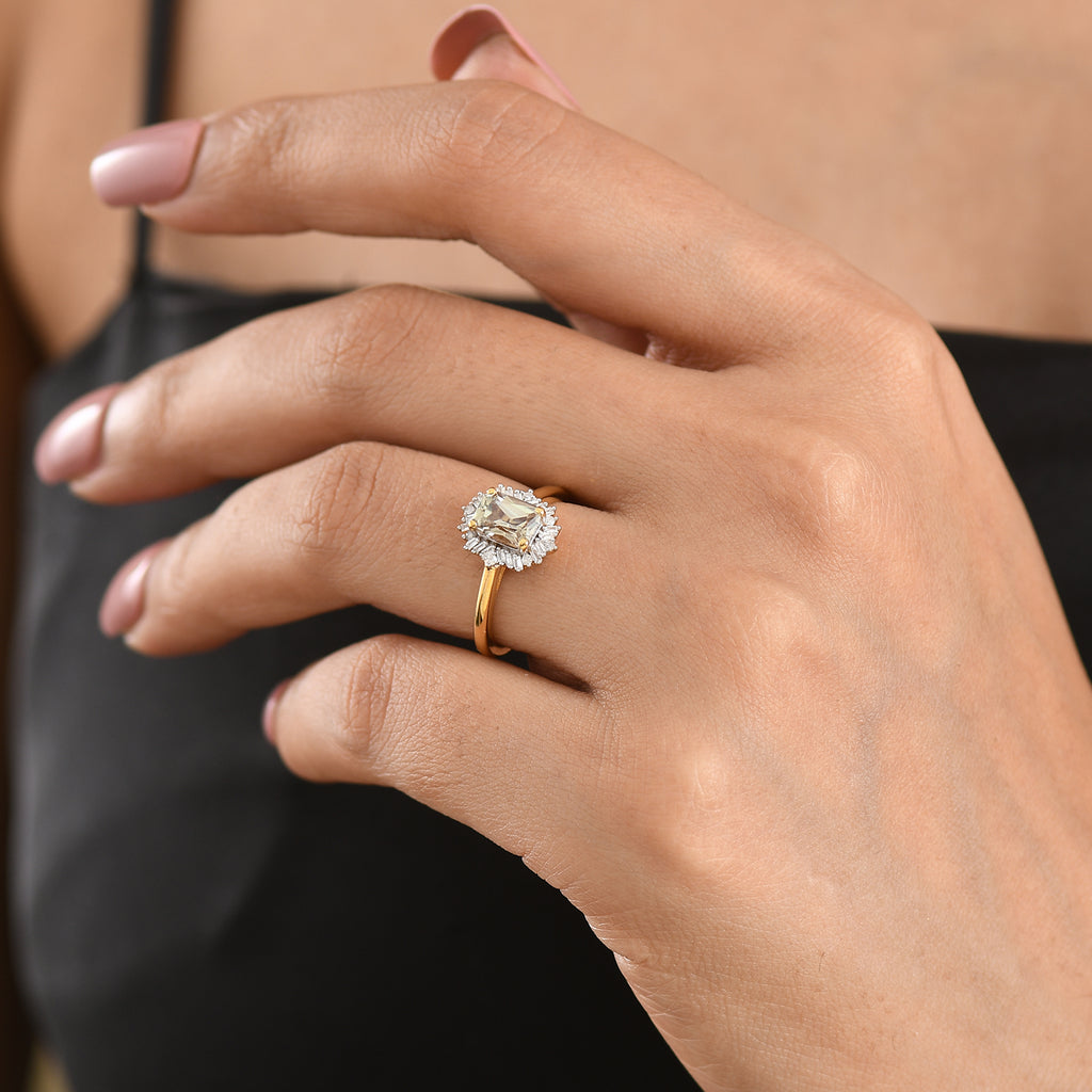D'Joy - AAA Turkizite & Natural White Diamond Halo Ring in 18K Vermeil Yellow Gold Plated Sterling Silver 1.30 Ct._8525258_1