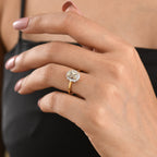 D'Joy - AAA Turkizite & Natural White Diamond Halo Ring in 18K Vermeil Yellow Gold Plated Sterling Silver 1.30 Ct._8525258_1