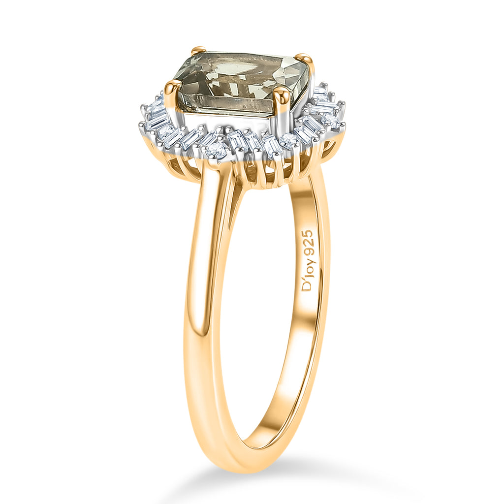 D'Joy - AAA Turkizite & Natural White Diamond Halo Ring in 18K Vermeil Yellow Gold Plated Sterling Silver 1.30 Ct._8525258_3