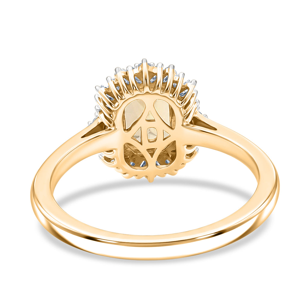 D'Joy - AAA Turkizite & Natural White Diamond Halo Ring in 18K Vermeil Yellow Gold Plated Sterling Silver 1.30 Ct._8525258_4
