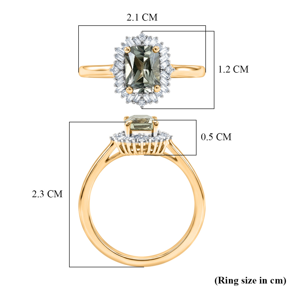 D'Joy - AAA Turkizite &amp; Natural White Diamond Halo Ring in 18K Vermeil Yellow Gold Plated Sterling Silver 1.30 Ct. 8525258 6