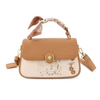 Stylish Embroidered Sleek Multi-Pocket Crossbody Handbag with  Adjustable Strap - Brown_8525390