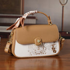 Stylish Embroidered Sleek Multi-Pocket Crossbody Handbag with  Adjustable Strap - Brown_8525390_1