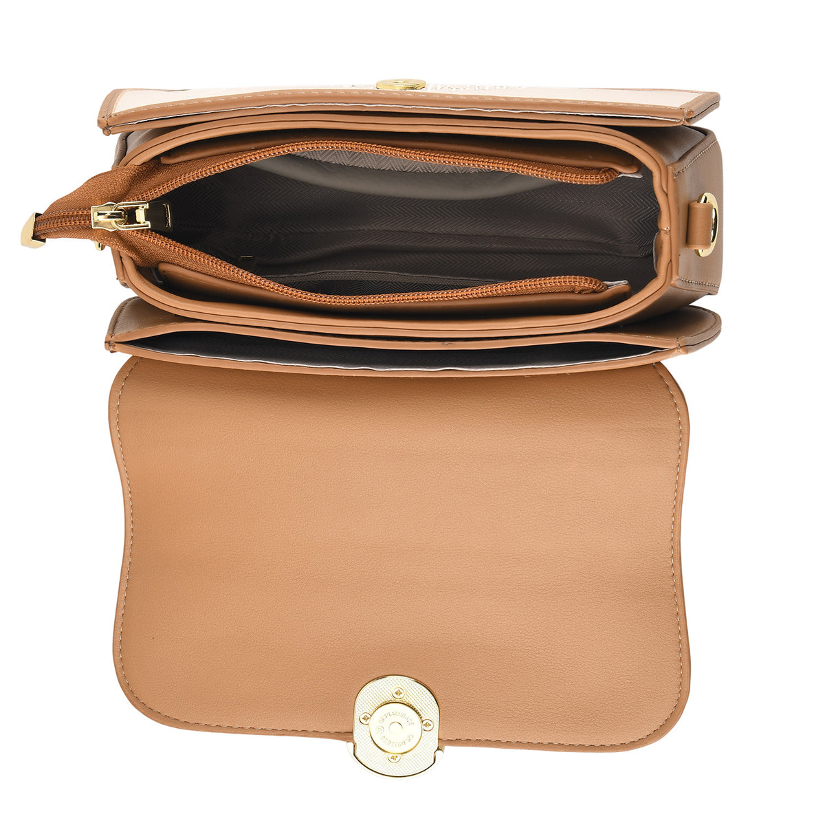 Stylish Embroidered Sleek Multi-Pocket Handbag with Adjustable Shoulder Strap - Brown V32605792 6