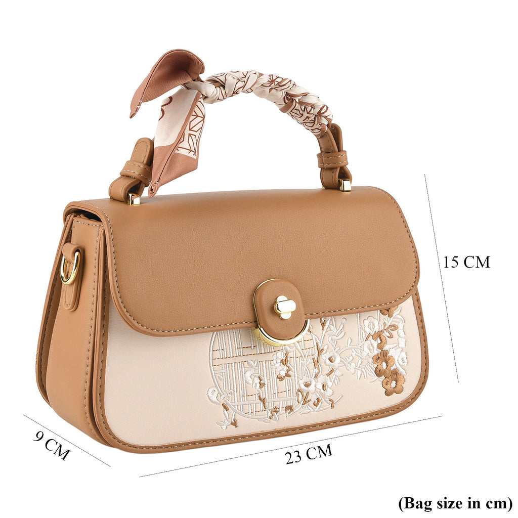 Stylish Embroidered Sleek Multi-Pocket Crossbody Handbag with  Adjustable Strap - Brown_8525390_7