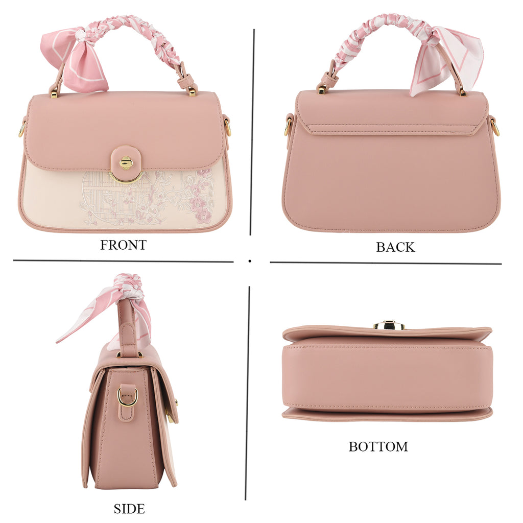 Stylish Embroidered Sleek Multi-Pocket Crossbody Handbag with  Adjustable Strap - Pink_8525391_4
