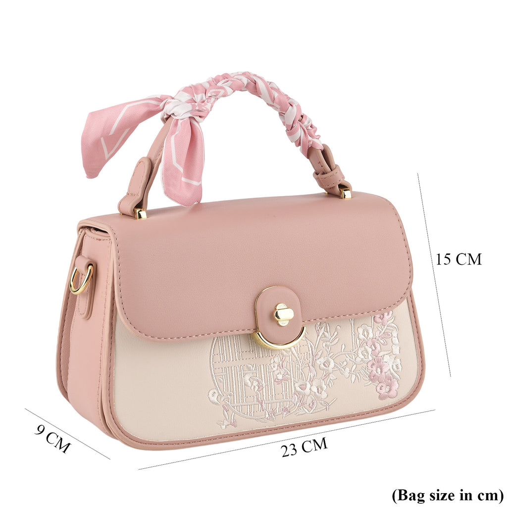 Stylish Embroidered Sleek Multi-Pocket Crossbody Handbag with  Adjustable Strap - Pink_8525391_7