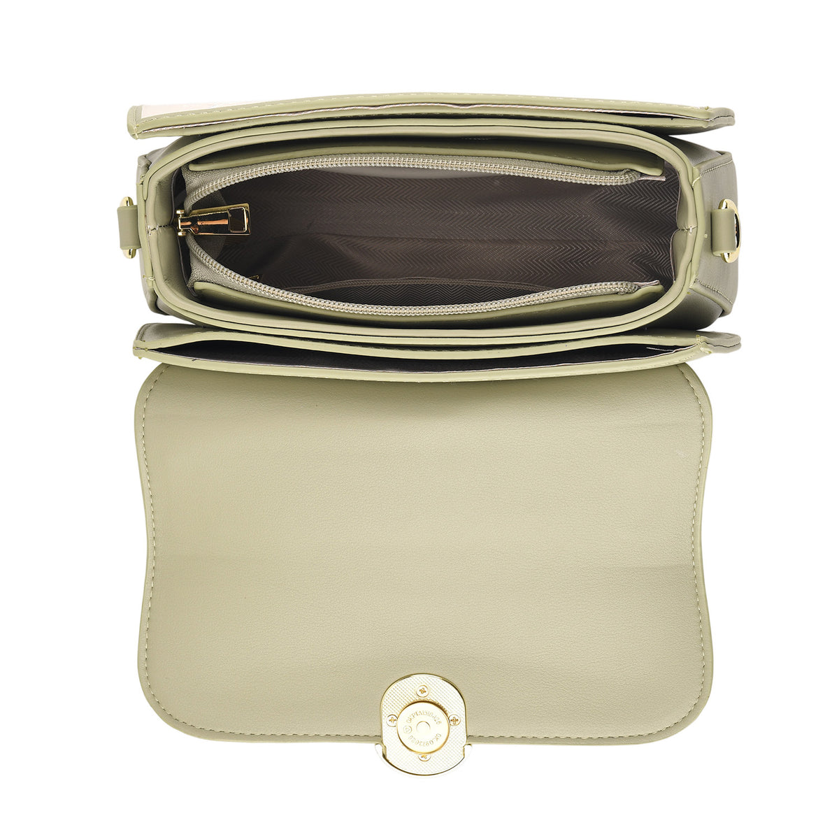 Stylish Embroidered Sleek Multi-Pocket Handbag with Adjustable Shoulder Strap - Pista Green V32605980 6