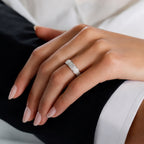 Luxuriant - Lab Grown Diamond (SI/G-H) Solitaire Band Ring in Rhodium Overlay Sterling Silver_8525490_2
