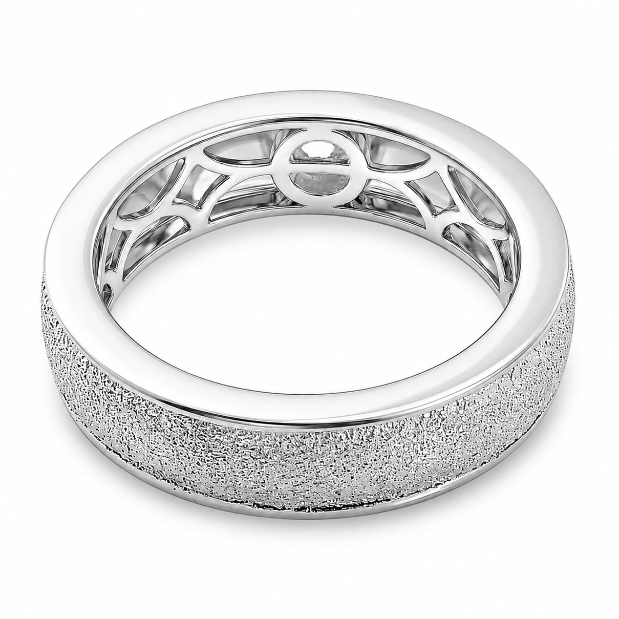 LUXURIANT Lab Grown Diamond Sandblasted Solitaire Band Ring in Rhodium Plated Sterling Silver (SI-G-H) 8525490 6