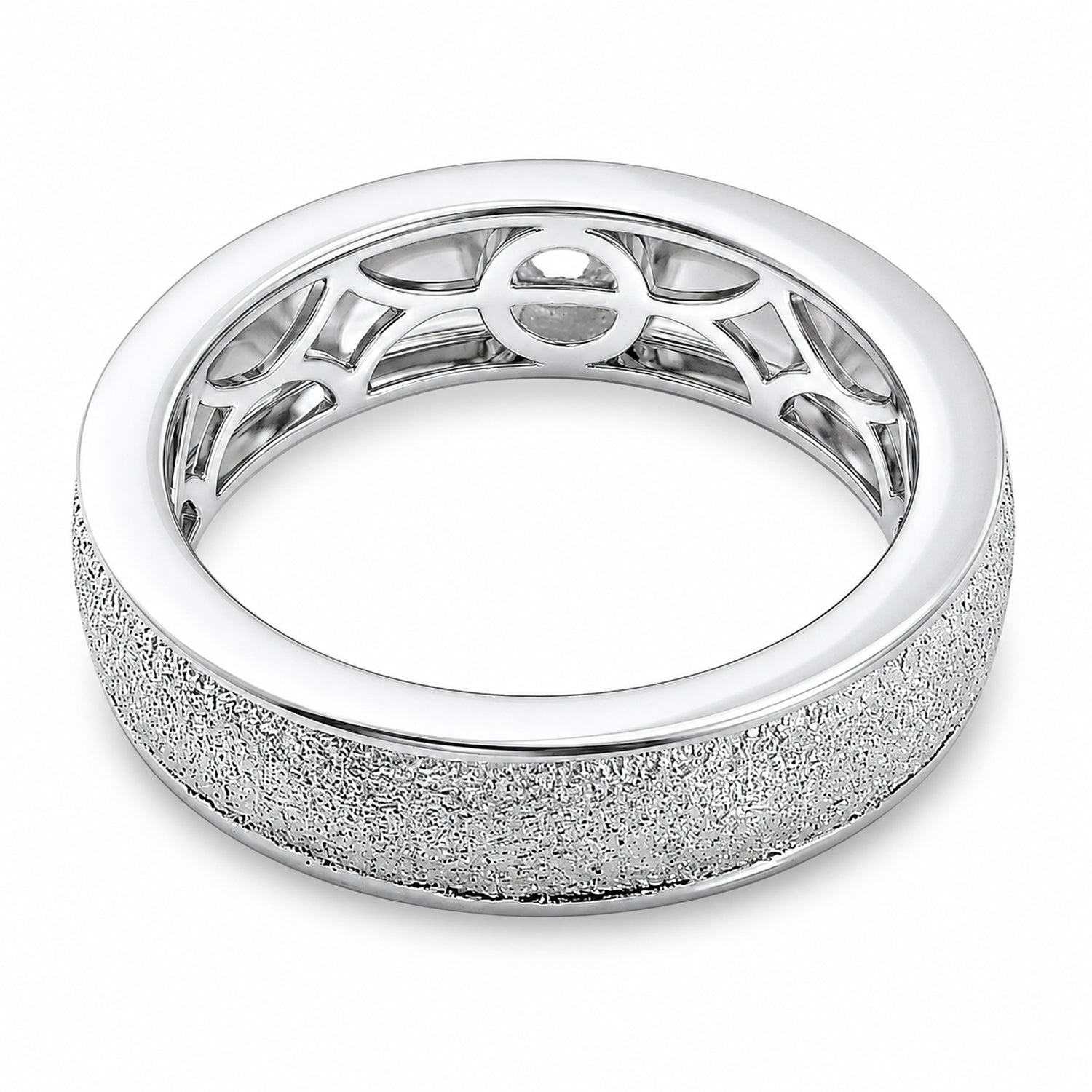 LUXURIANT Lab Grown Diamond Sandblasted Solitaire Band Ring in Rhodium Plated Sterling Silver (SI-G-H) 8525490 6