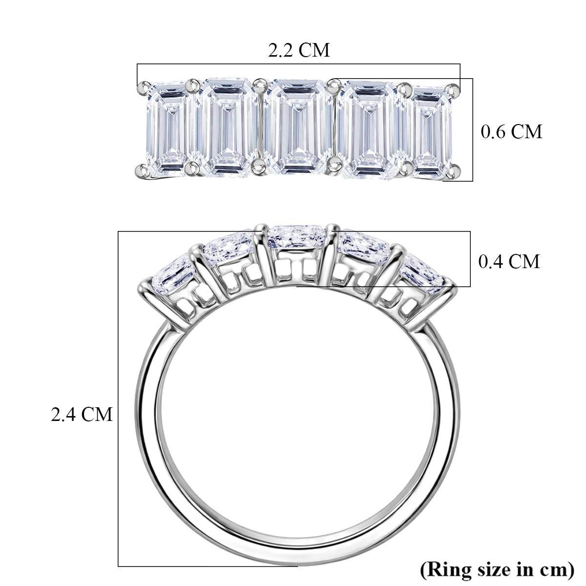 LUXURIANT 3 Ct. Lab Grown Diamond 5-Stone Ring in 950 Platinum SGL Certified (VS-E-F) 8525498 6
