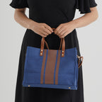 Designer-Inspired Striped Tote Bag With Detachable Shoulder Strap -  Navy_8525583_3