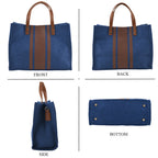 Designer-Inspired Striped Tote Bag With Detachable Shoulder Strap -  Navy_8525583_4