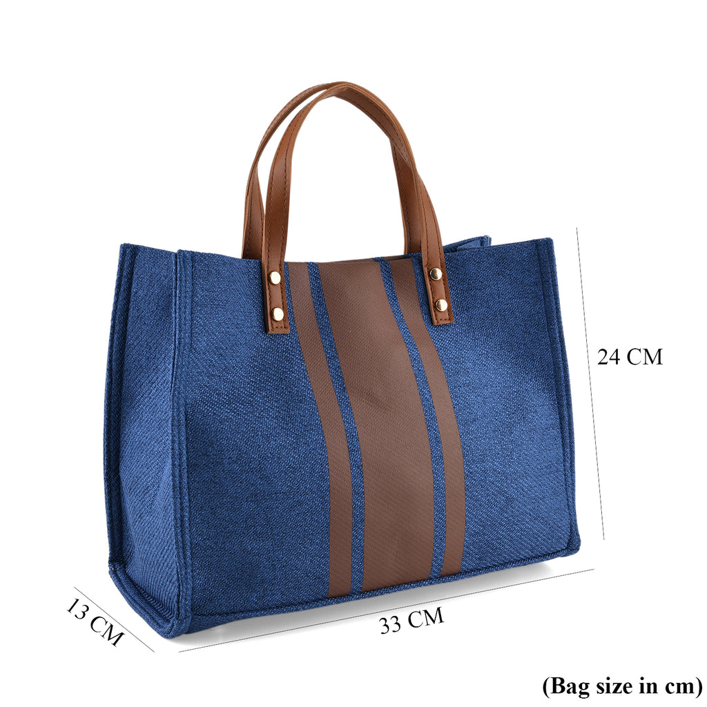 Designer-Inspired Striped Tote Bag With Detachable Shoulder Strap -  Navy_8525583_6