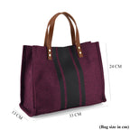 Designer-Inspired Striped Tote Bag With Detachable Shoulder Strap - Burgundy_8525594_6