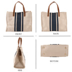 Designer-Inspired Striped Tote Bag With Detachable Shoulder Strap - Blue & Beige_8525595_4