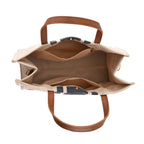 Designer-Inspired Striped Tote Bag With Detachable Shoulder Strap - Blue & Beige_8525595_5