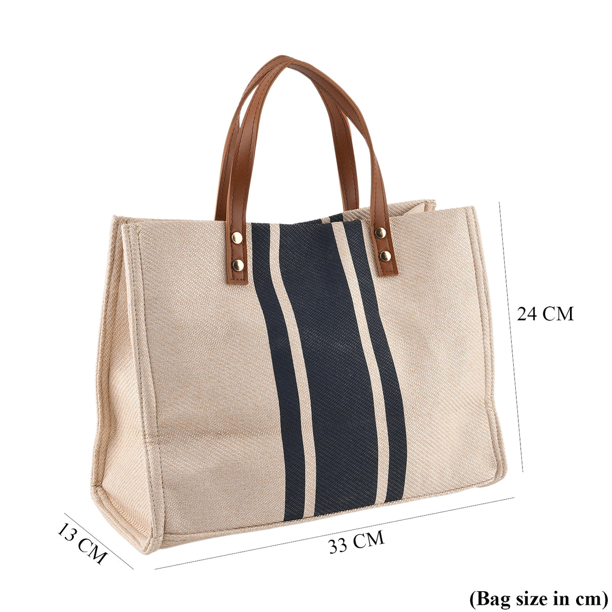 Designer-Inspired Striped Tote Bag With Detachable Shoulder Strap - Blue &amp; Beige V32514183 6