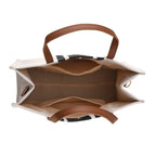 Designer-Inspired Striped Tote Bag With Detachable Shoulder Strap - White & Black_8525596_5