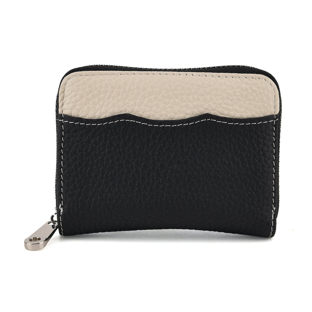 Genuine Leather RFID Blocking Zip Around Card Holder Wallet - Black_8525675