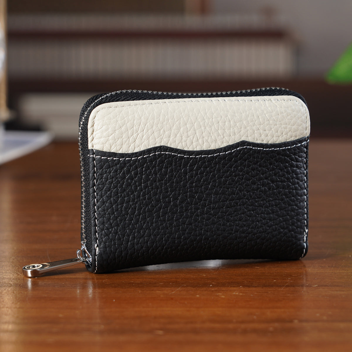 Genuine Leather RFID Blocking Zip Around Card Holder Wallet - Black 8525675 2