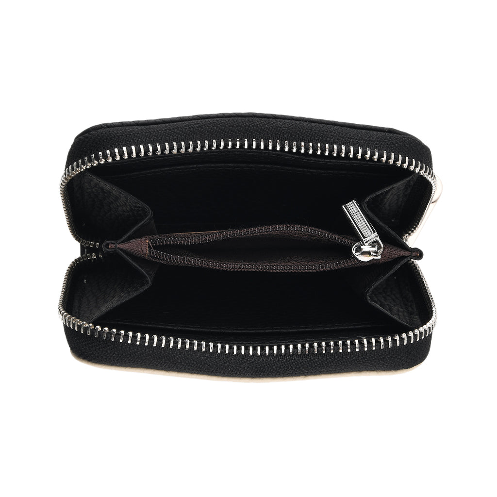 Genuine Leather RFID Blocking Zip Around Card Holder Wallet - Black_8525675_5