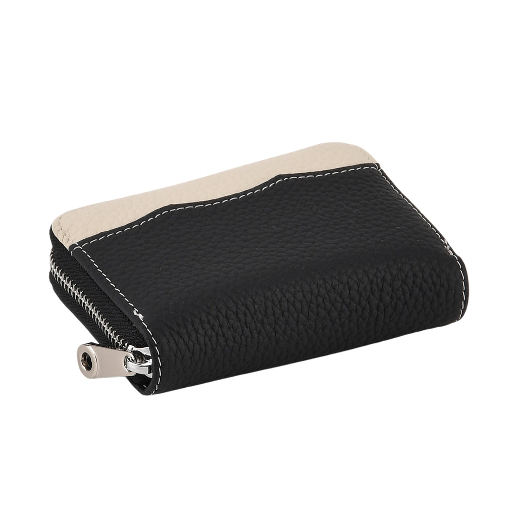 Genuine Leather RFID Blocking Zip Around Card Holder Wallet - Black_8525675_7