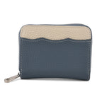 Genuine Leather RFID Blocking Zip Around Card Holder Wallet - Blue_8525676