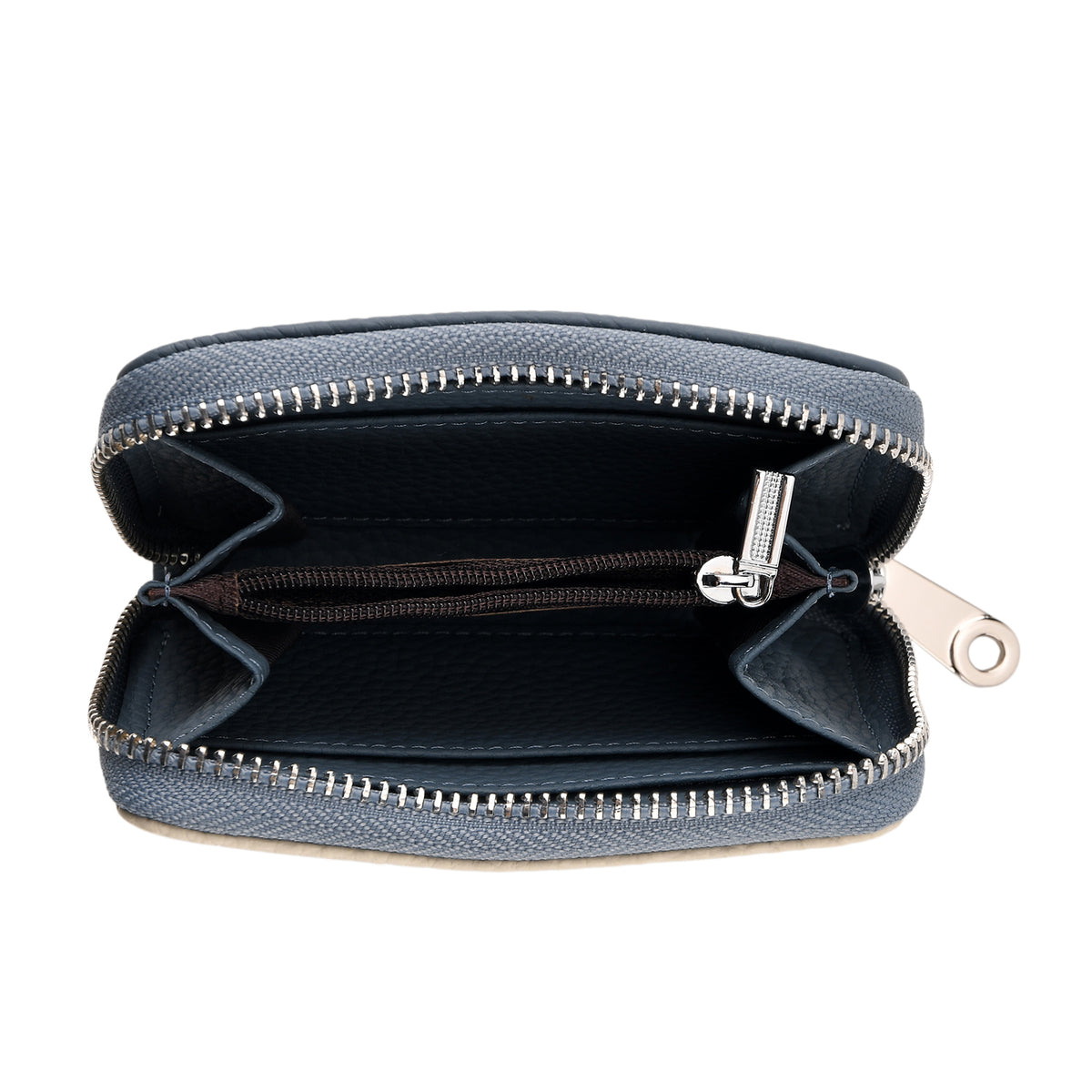 Genuine Leather RFID Blocking Zip Around Card Holder Wallet - Blue V32605456 6