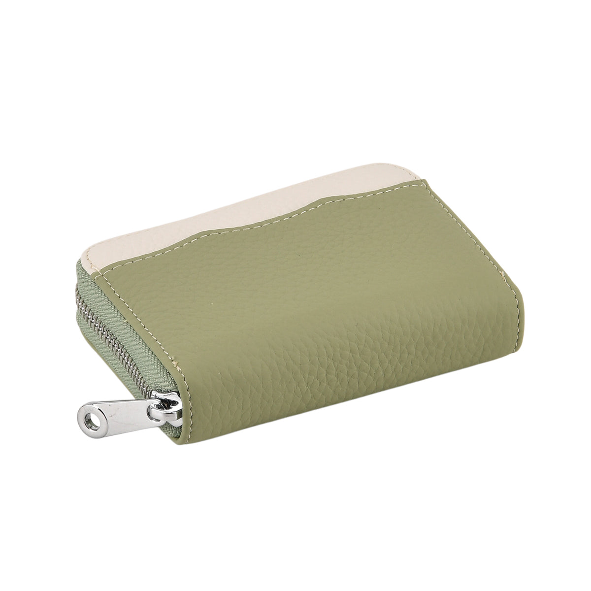 Genuine Leather RFID Blocking Zip Around Card Holder Wallet - Green V32604557 8