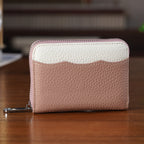 Genuine Leather RFID Blocking Zip Around Card Holder Wallet - Pink_8525678_1